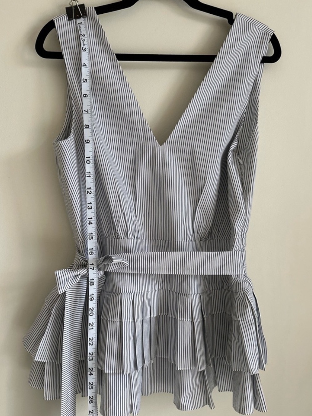 MARNI Striped Pleated Peplum Belted Cotton Top — IT 42 (US 6–8) - Picture 6 of 12